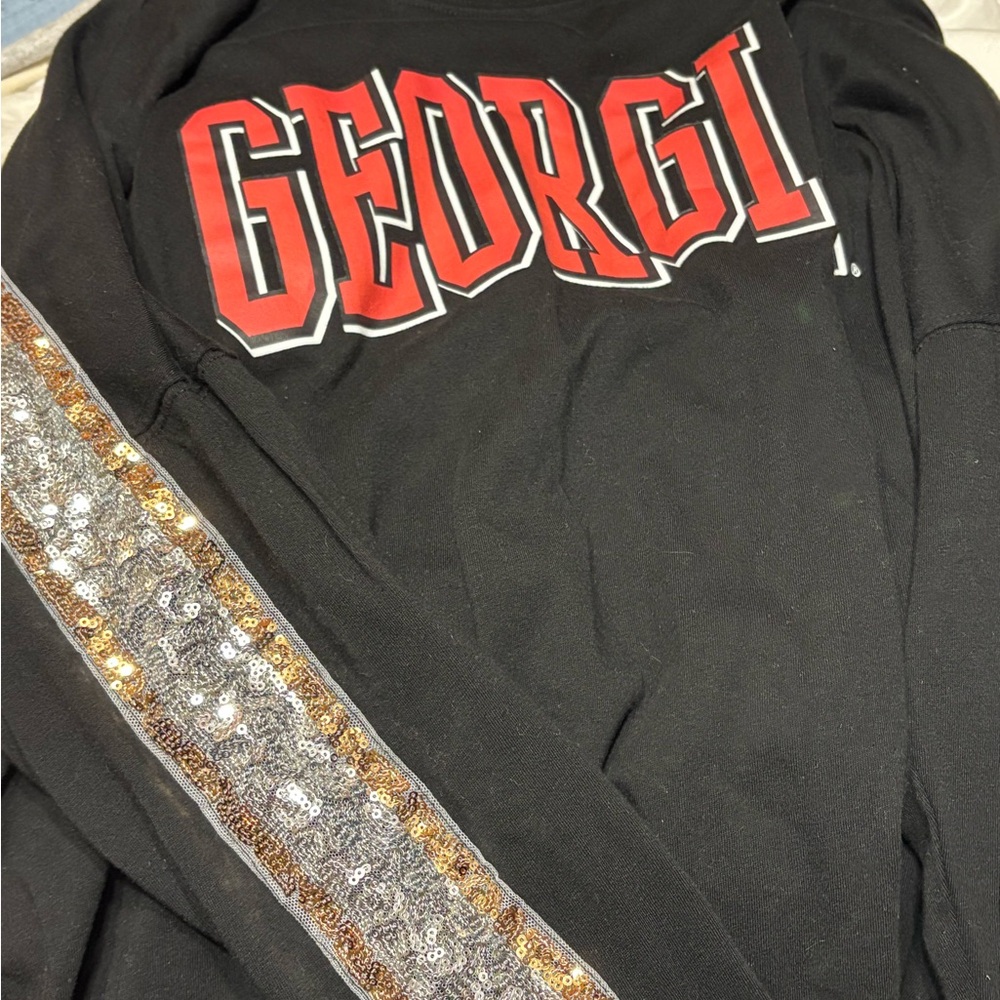 Black Georgia Sweatshirt with Sequin Detail